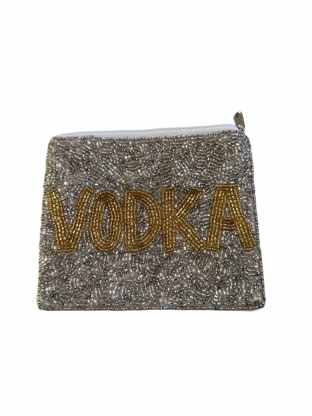 Shirdee Beaded 'VODKA' Silver Coin Purse Pouch - Women's Accessory